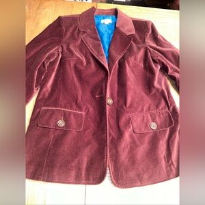 Denim & Co. Regular Brown Velvet Blazer Medium M Button Closure